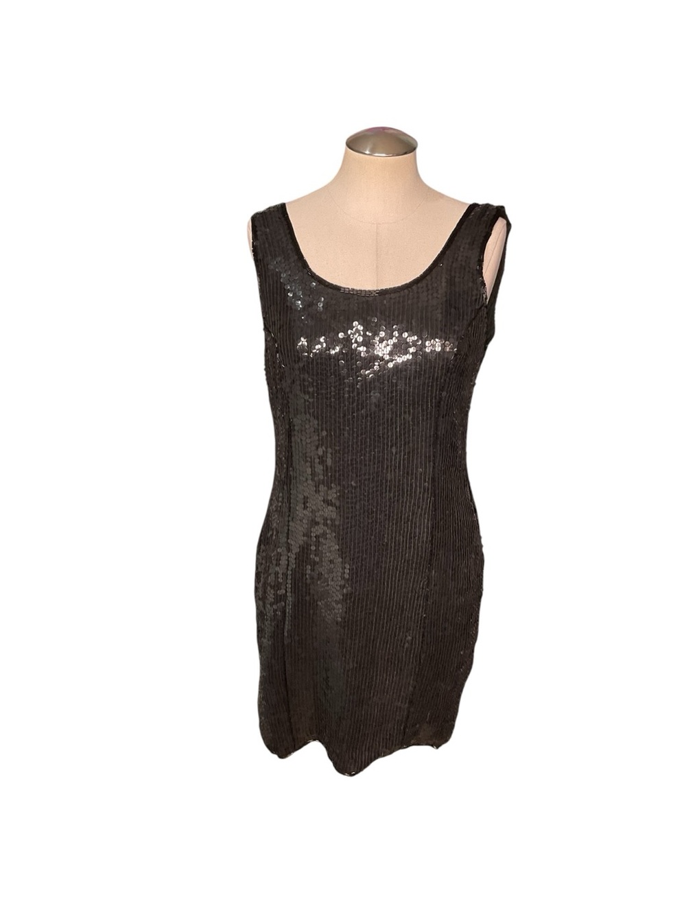 Together! Black Sequin Cocktail Dress Petite 10P Beaded Party Evening Dress - Picture 2 of 6